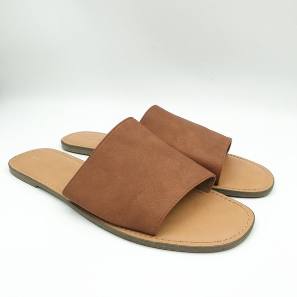 American Eagle Outfitters Shoes - AMERICAN EAGLE Tan Slip On Flat Slide Sandals womens 10